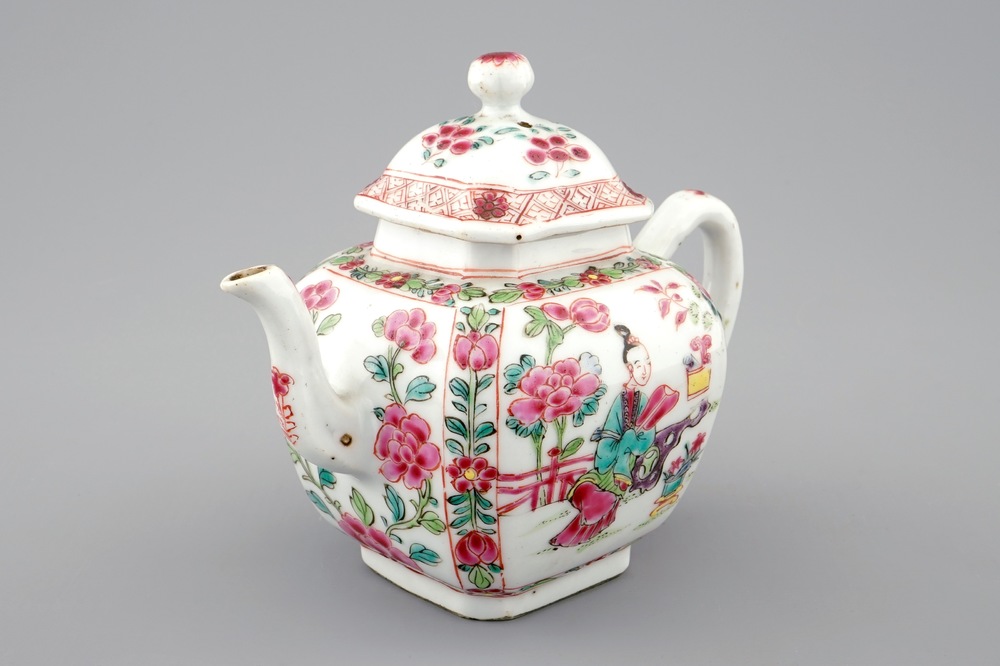 A Chinese famille rose teapot and cover, Yongzheng/Qianlong